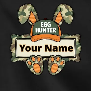 EGG HUNTER Your Name Personalized Easter Egg Hunter Custom Name Camo Bunny Rabbit Kids Jacket - Front - Close-up