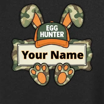 EGG HUNTER Your Name Personalized Easter Egg Hunter Custom Name Camo Bunny Rabbit Women's Soft Jacket - Front - Close-up