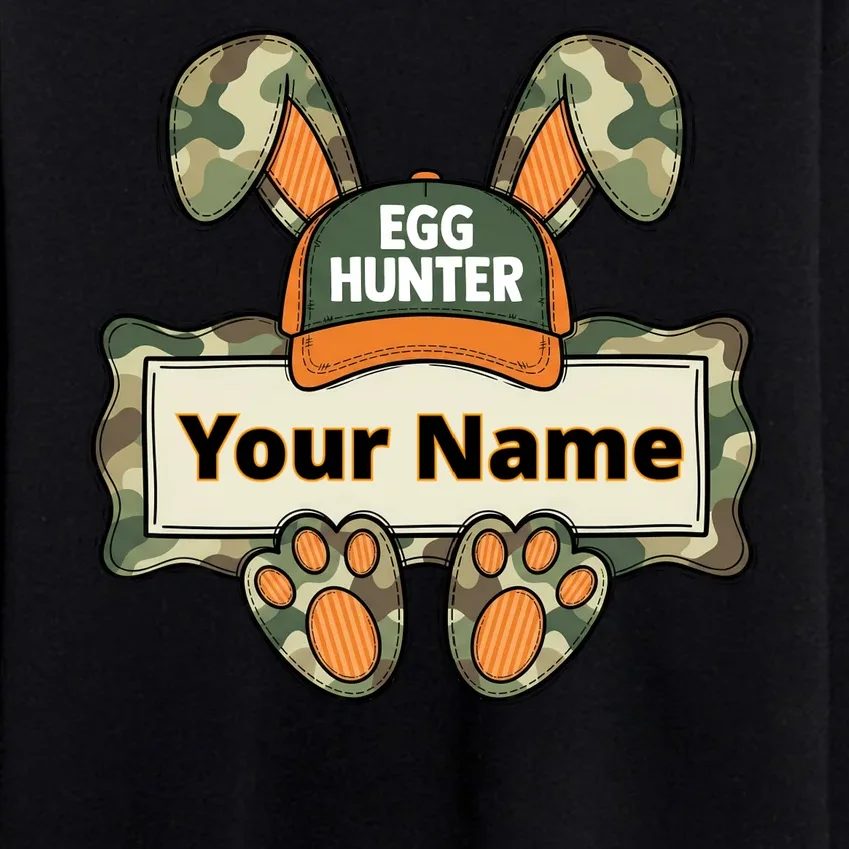 EGG HUNTER Your Name Personalized Easter Egg Hunter Custom Name Camo Bunny Rabbit Men's Sweatsuit - Front - Close-up