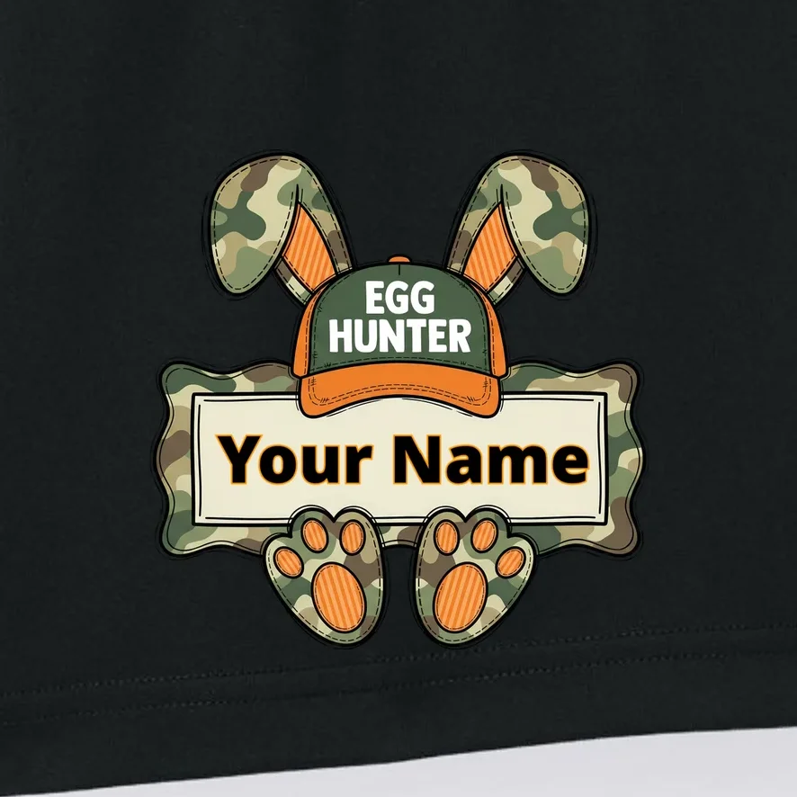 EGG HUNTER Your Name Personalized Easter Egg Hunter Custom Name Camo Bunny Rabbit Men's Shorts - Front - Close-up