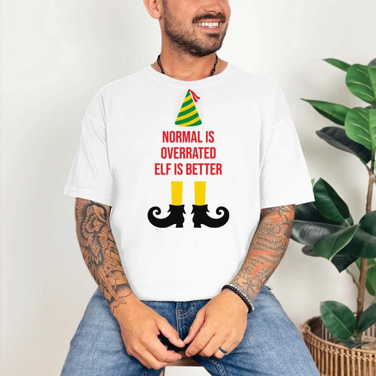 Elf Legs Funny Christmas Quote Matching Family Comfort Colors Unisex T-Shirt - Front 2