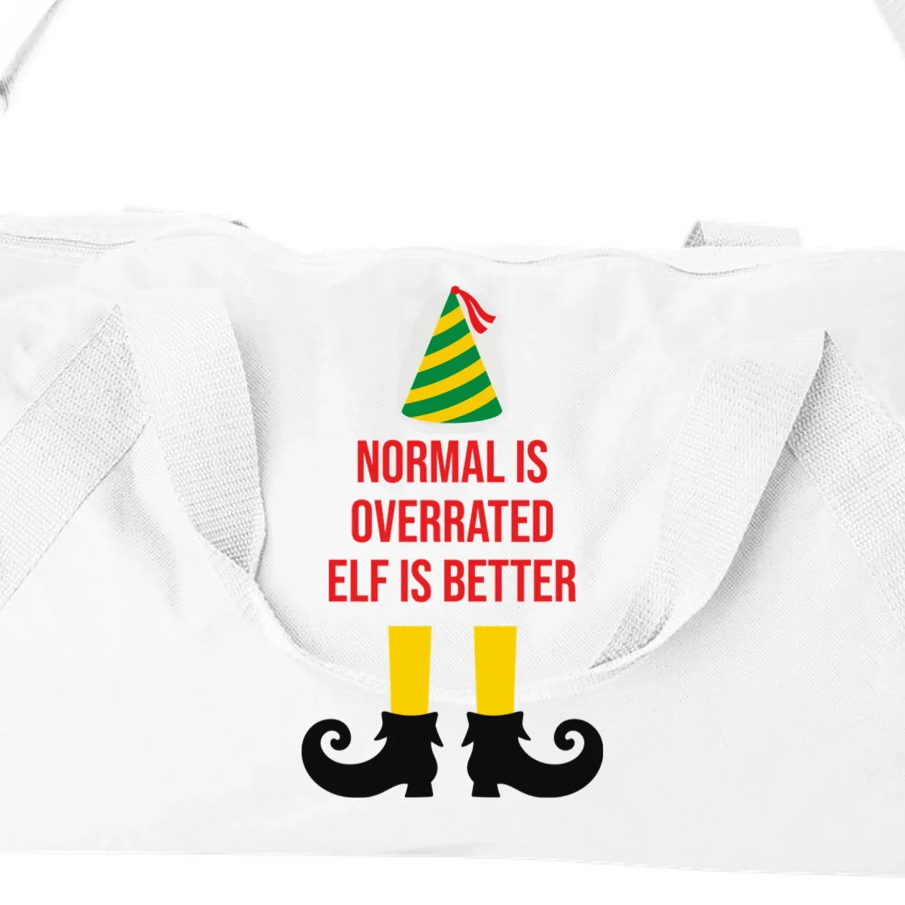 Elf Legs Funny Christmas Quote Matching Family Duffel Bag - Front - Close-up