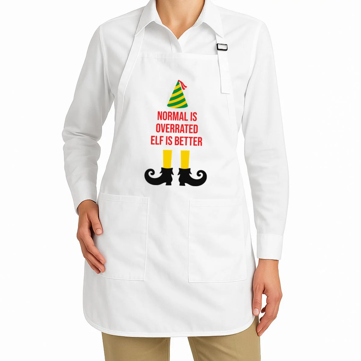 Elf Legs Funny Christmas Quote Matching Family Apron - Front 1