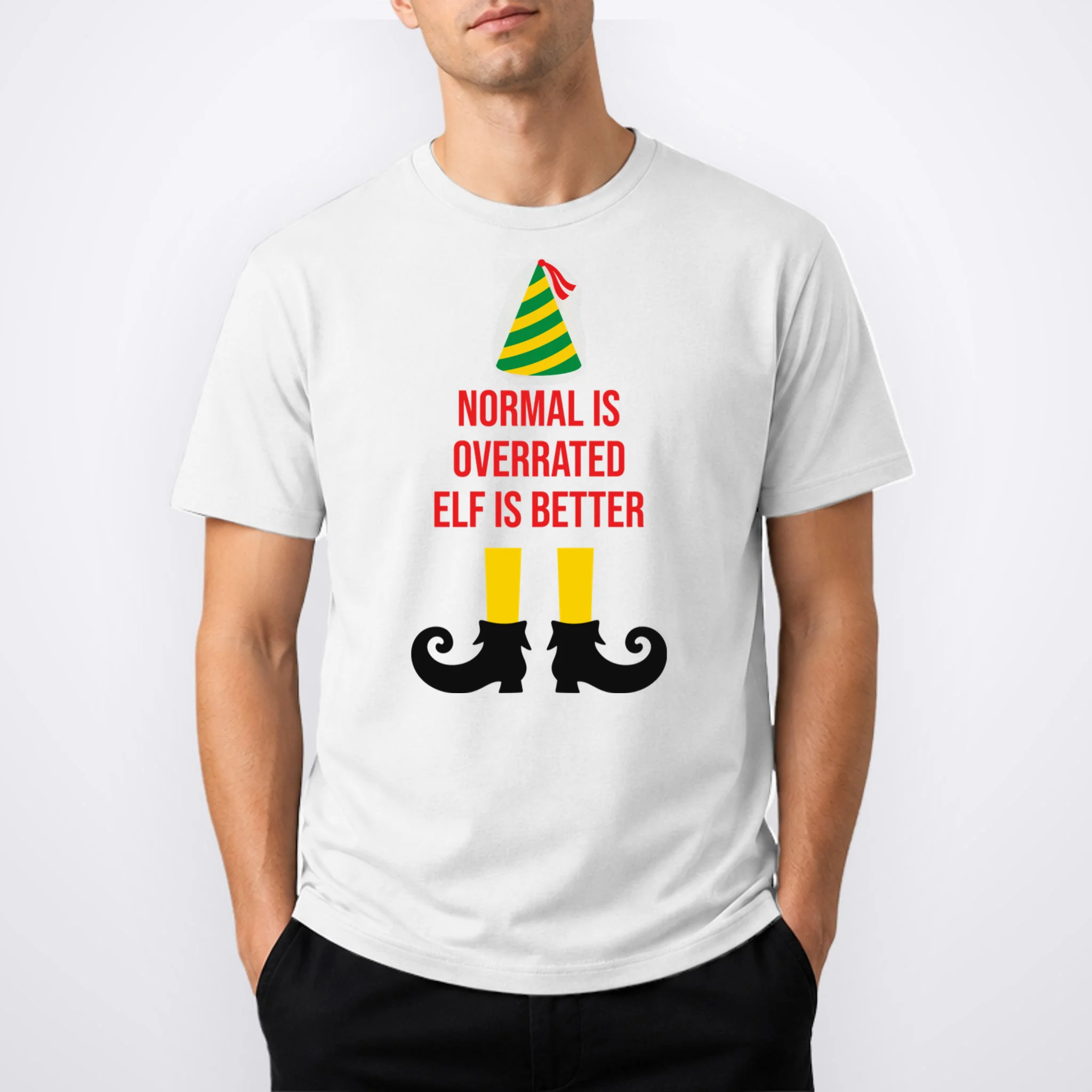 Elf Legs Funny Christmas Quote Matching Family Men's T-Shirt - Front 1