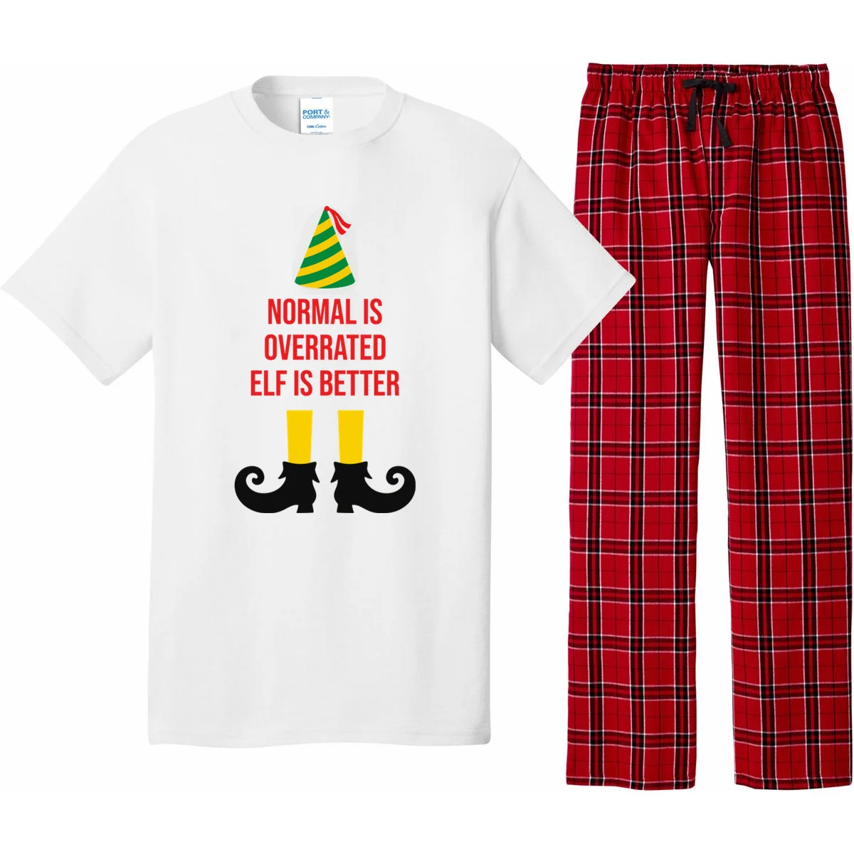 Elf Legs Funny Christmas Quote Matching Family Men's Pajamas - Front