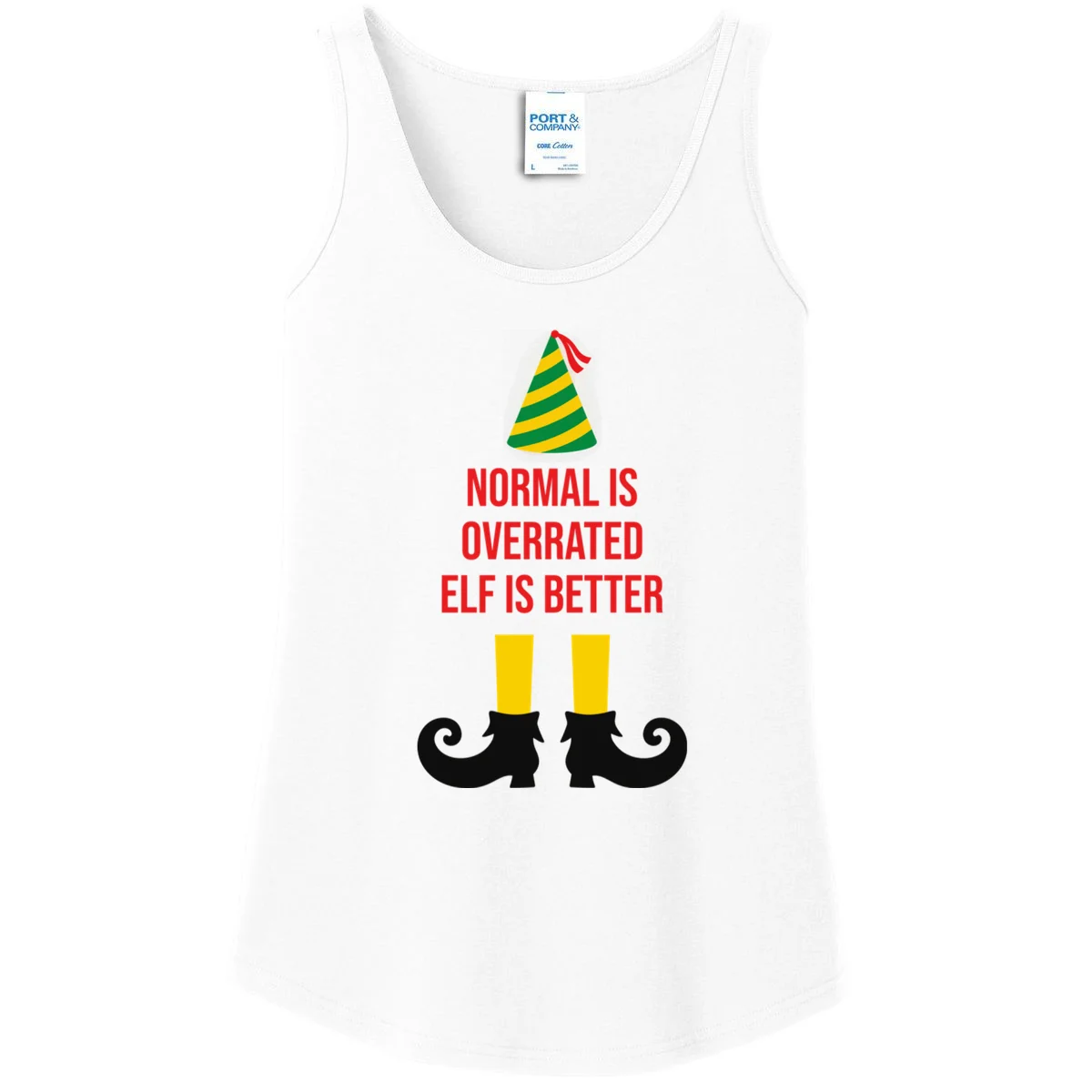 Elf Legs Funny Christmas Quote Matching Family Women's Tank Top - Front
