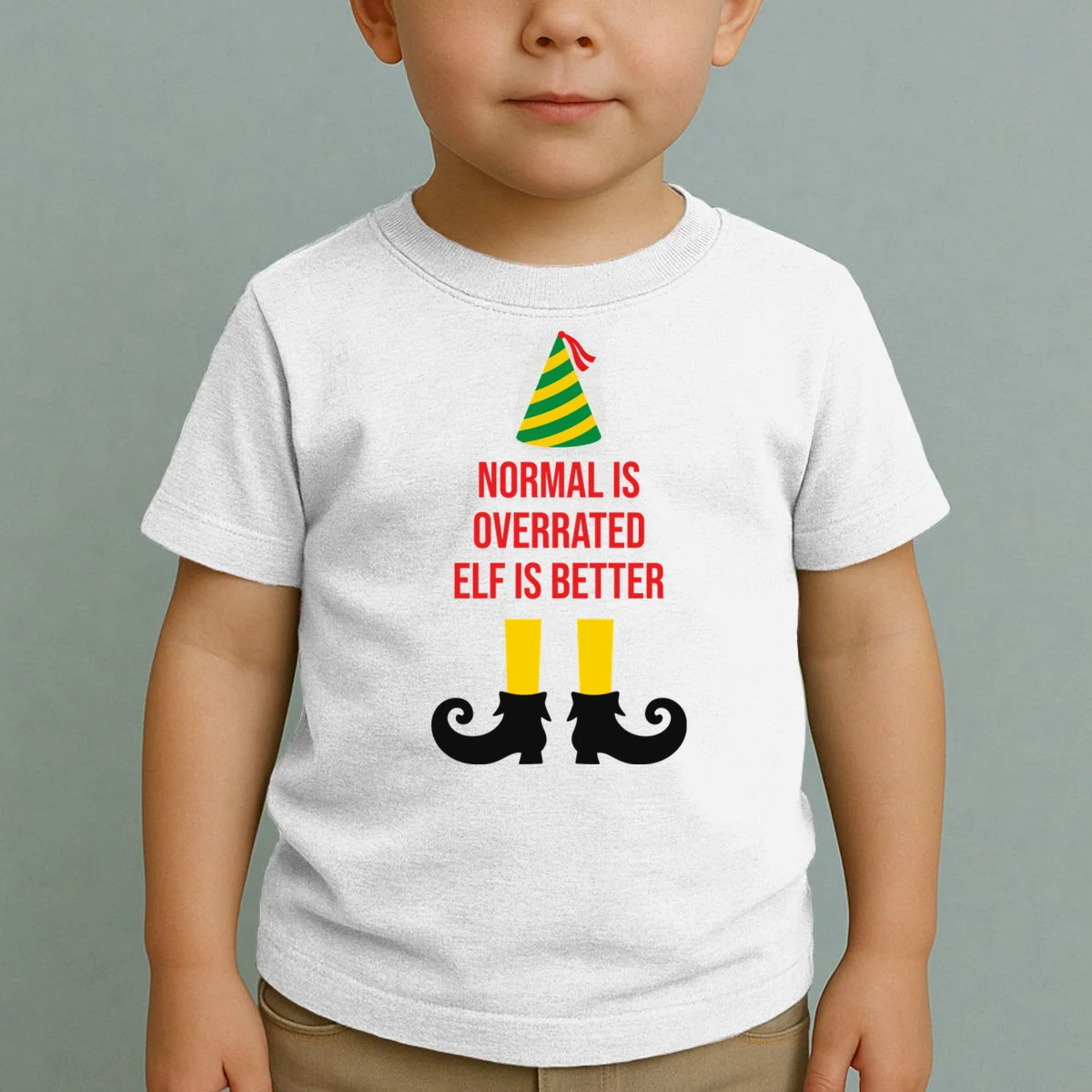Elf Legs Funny Christmas Quote Matching Family Toddler T-Shirt - Front 1
