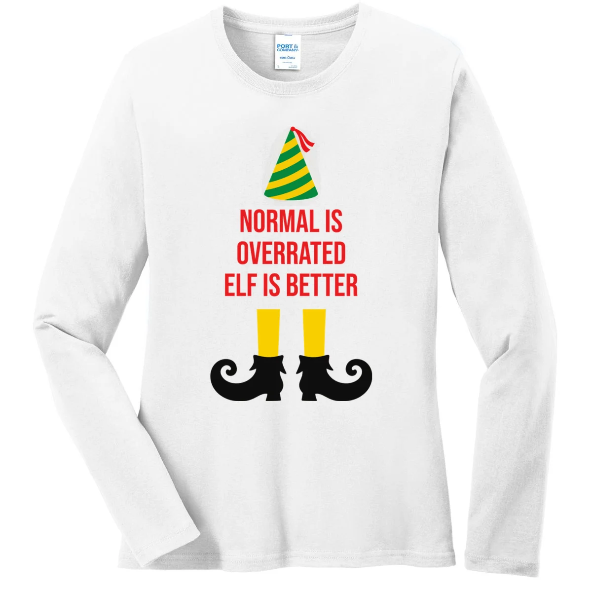 Elf Legs Funny Christmas Quote Matching Family Women's Long Sleeve Shirt - Front