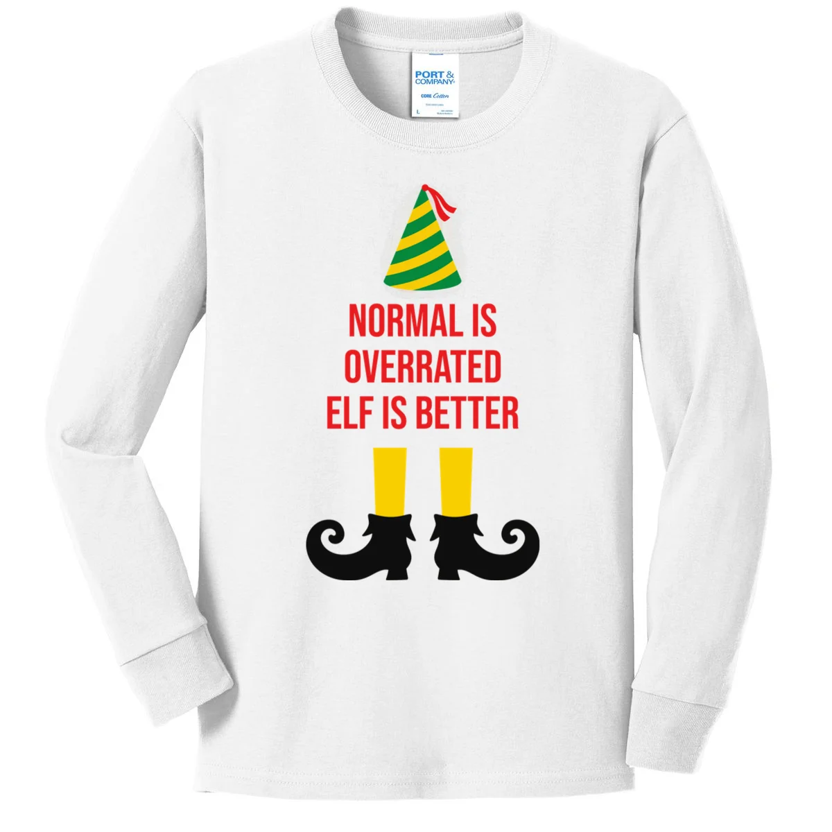 Elf Legs Funny Christmas Quote Matching Family Kids Long Sleeve Shirt - Front