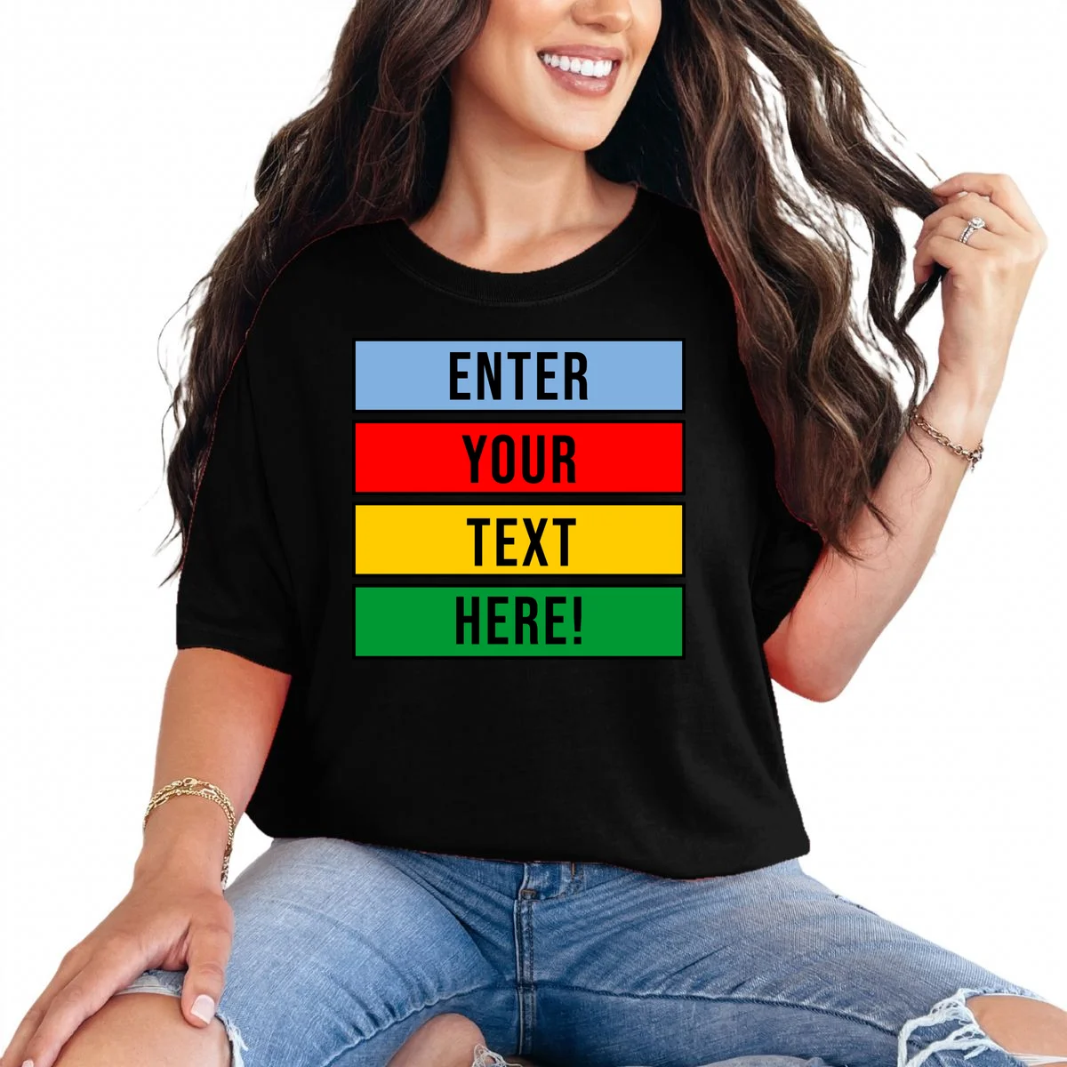 ENTER YOUR TEXT HERE! Custom Colorful Rectangles Personalized T-Shirt - Front
