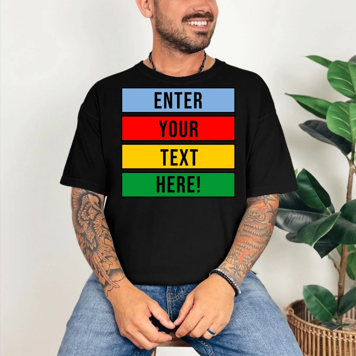 ENTER YOUR TEXT HERE! Custom Colorful Rectangles Personalized T-Shirt - Front 2