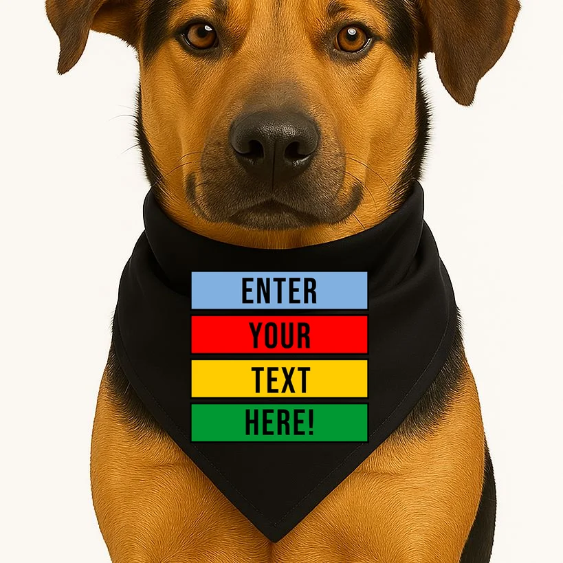 ENTER YOUR TEXT HERE! Custom Colorful Rectangles Personalized Dog Bandana - Front 1