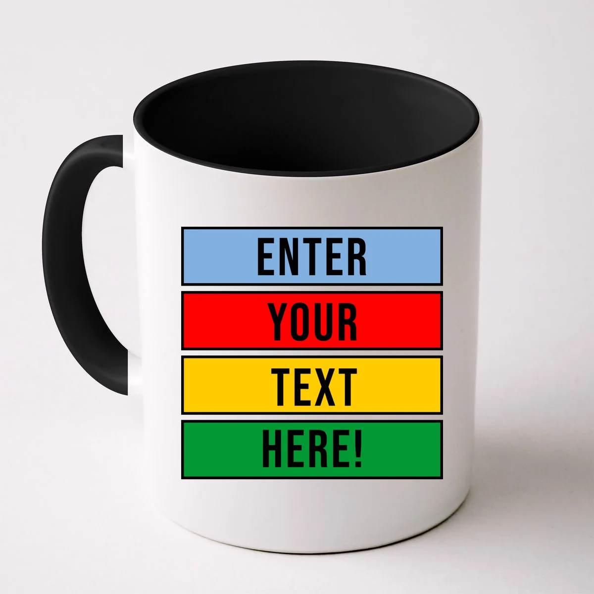 ENTER YOUR TEXT HERE! Custom Colorful Rectangles Personalized Coffee Mug - Front