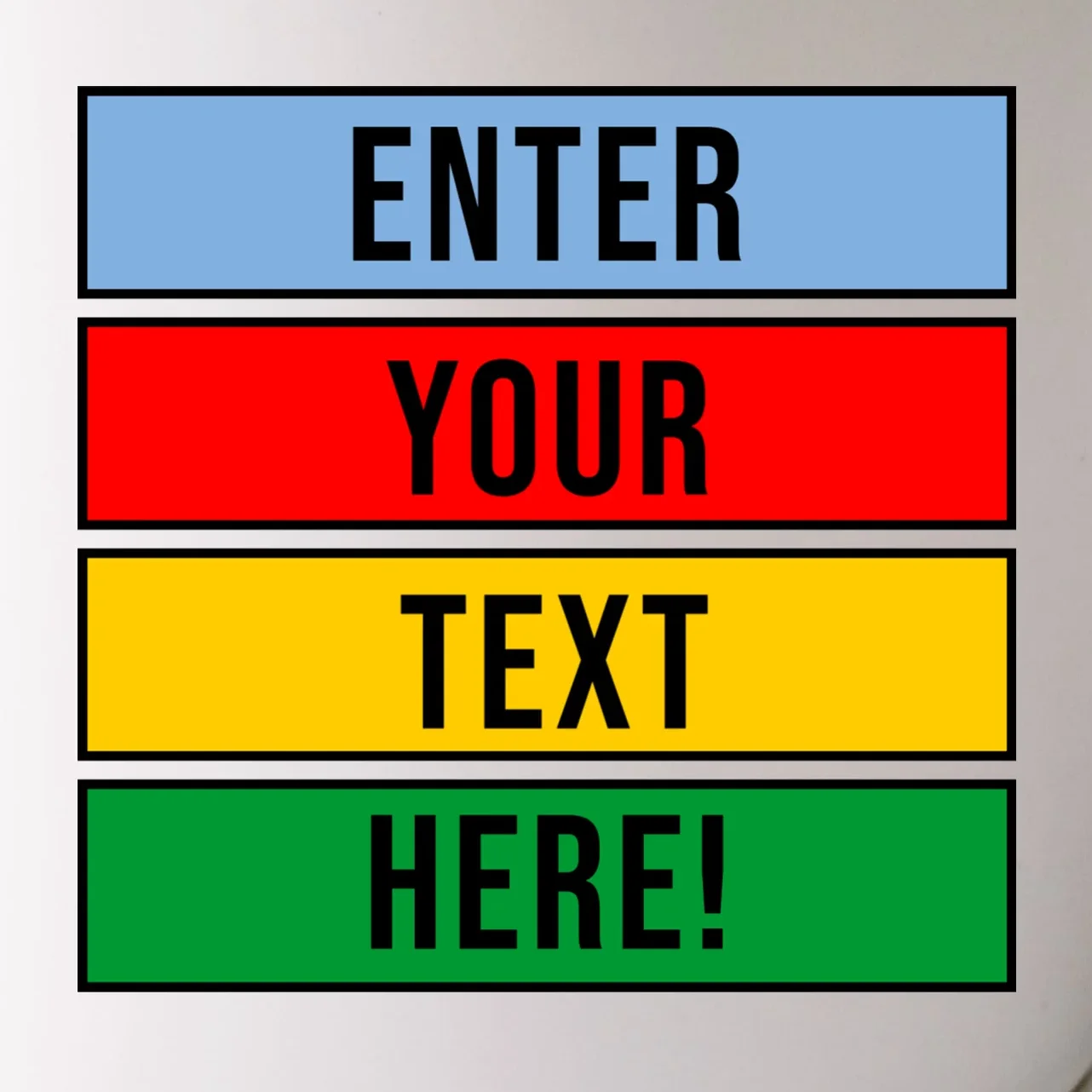 ENTER YOUR TEXT HERE! Custom Colorful Rectangles Personalized Mug - Front - Close-up