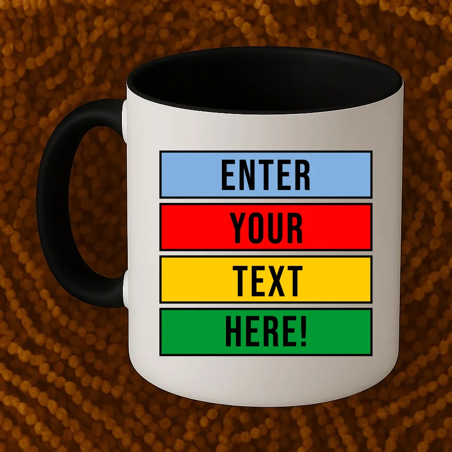 ENTER YOUR TEXT HERE! Custom Colorful Rectangles Personalized Coffee Mug - Front 1