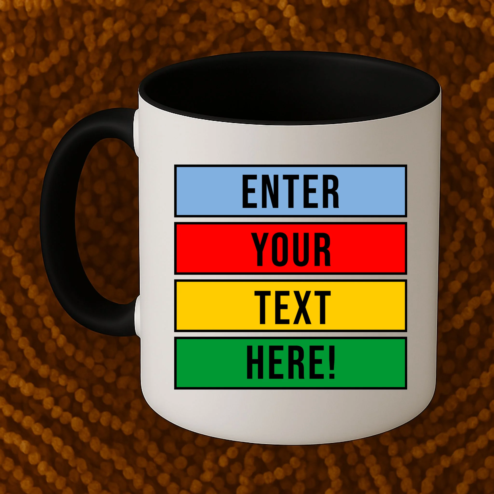 ENTER YOUR TEXT HERE! Custom Colorful Rectangles Personalized Mug - Front 1