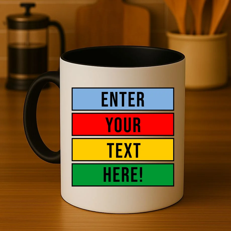 ENTER YOUR TEXT HERE! Custom Colorful Rectangles Personalized Coffee Mug - Front 3