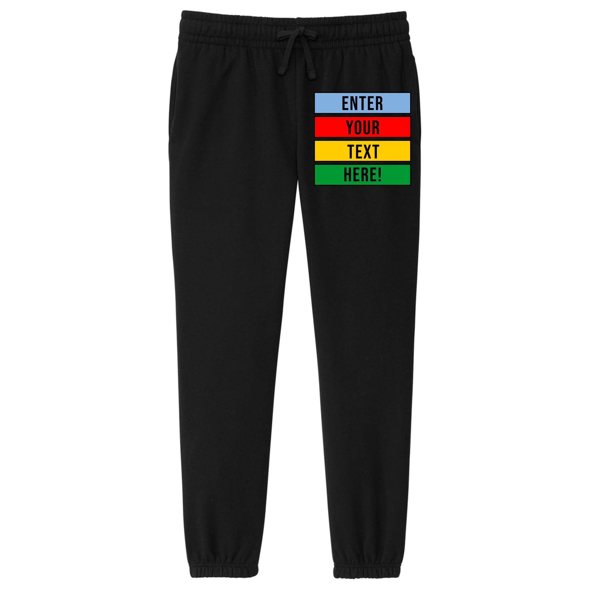 ENTER YOUR TEXT HERE! Custom Colorful Rectangles Personalized Women's Fleece Sweatpants - Front