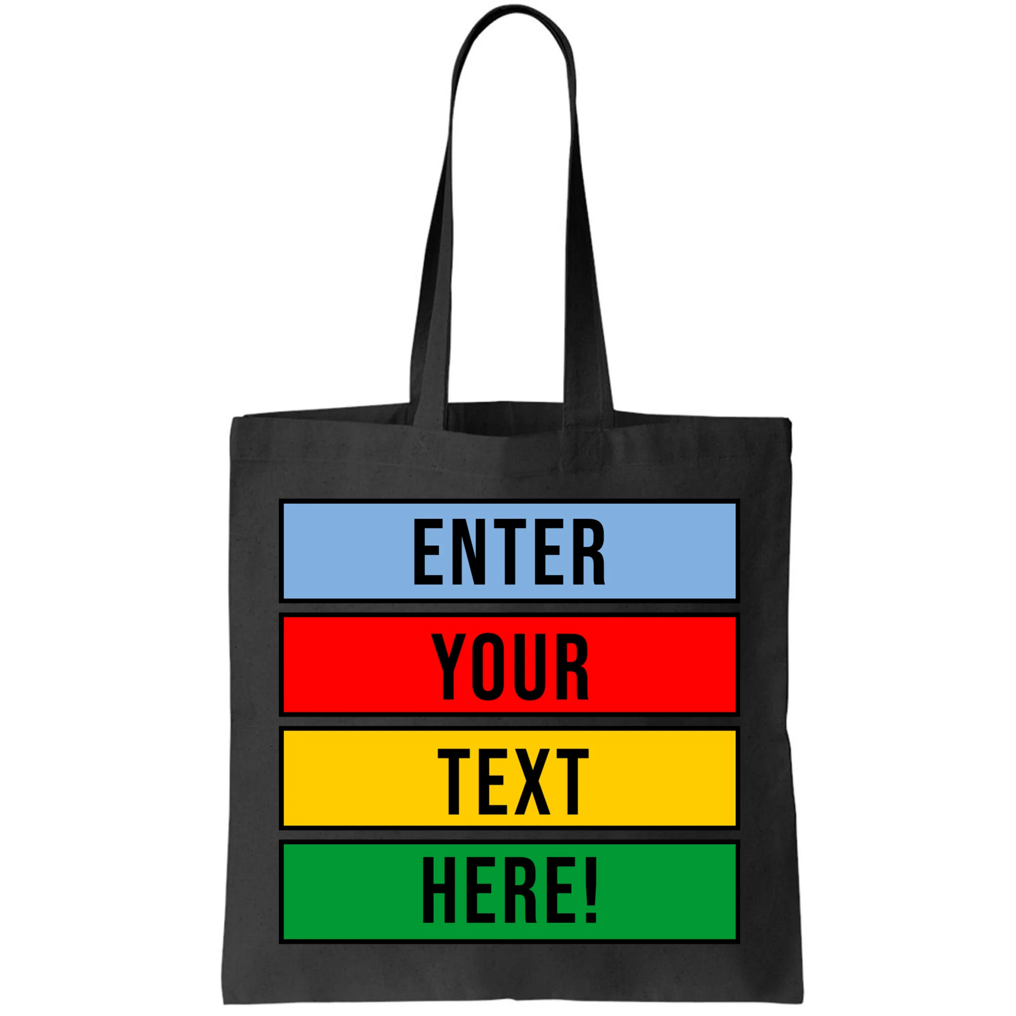 ENTER YOUR TEXT HERE! Custom Colorful Rectangles Personalized Tote Bag - Front