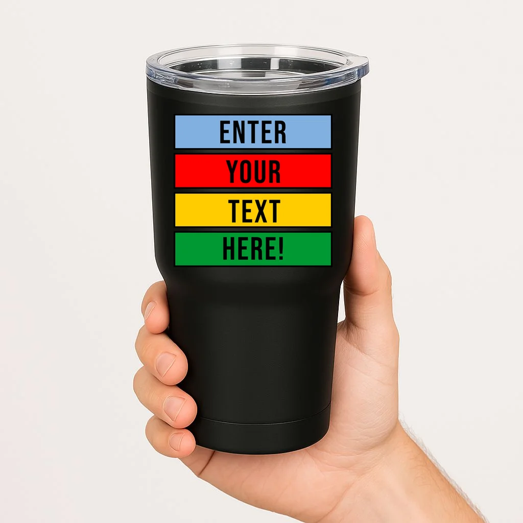 ENTER YOUR TEXT HERE! Custom Colorful Rectangles Personalized 20oz Tumbler - Front 1