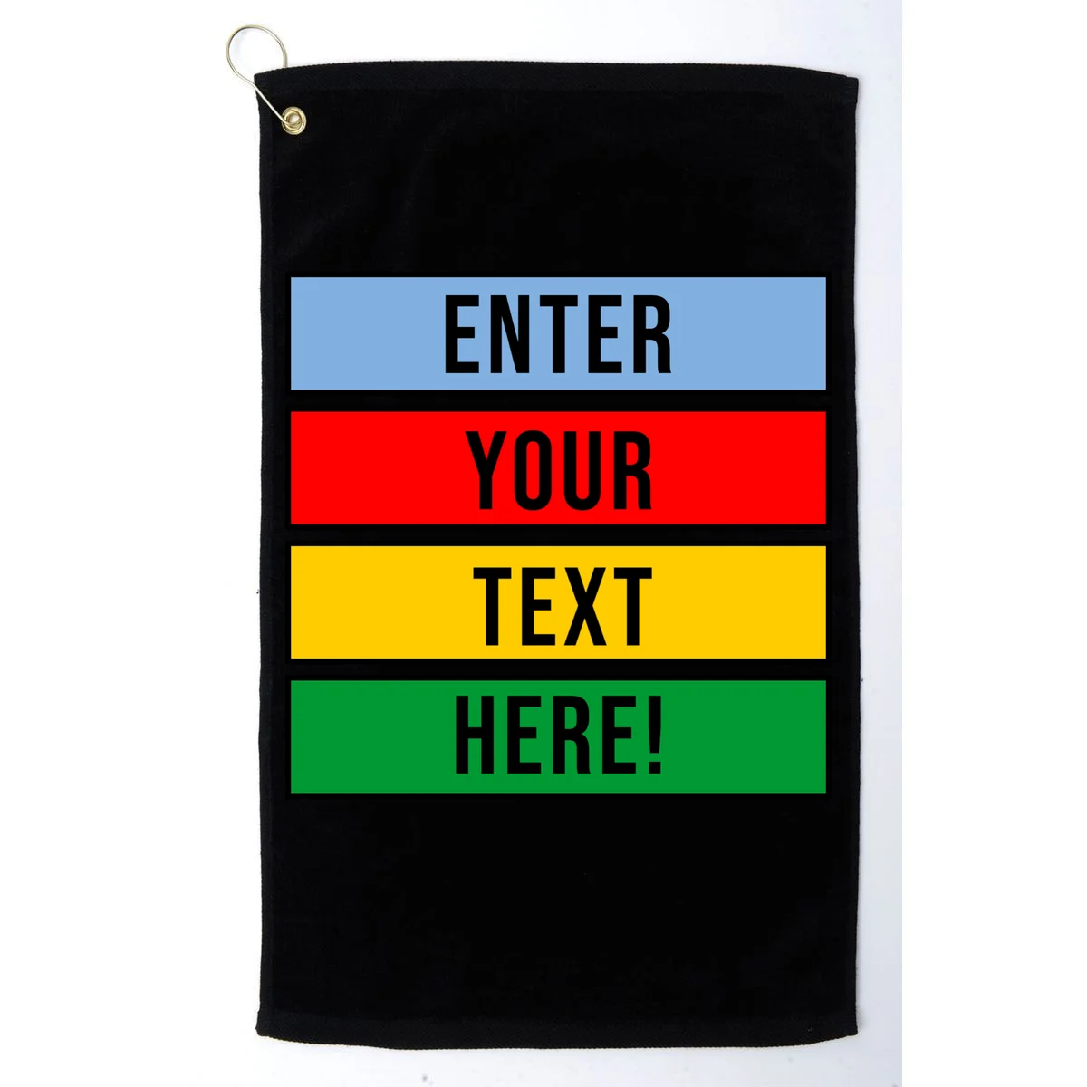 ENTER YOUR TEXT HERE! Custom Colorful Rectangles Personalized Golf Towel - Front