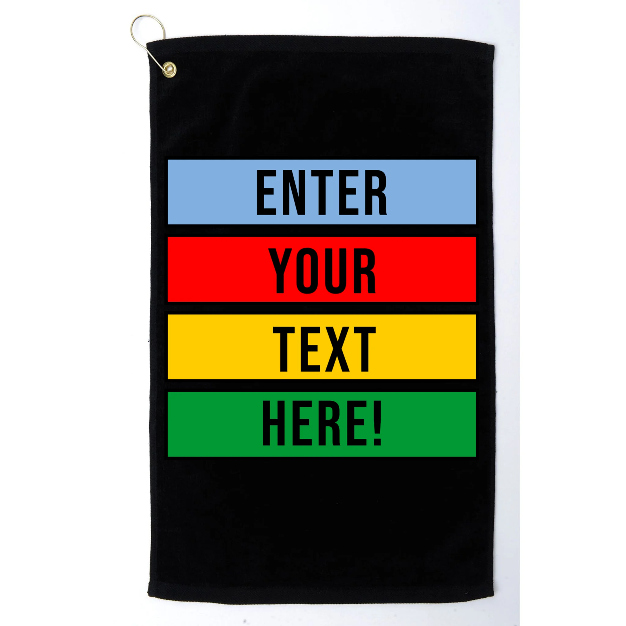 ENTER YOUR TEXT HERE! Custom Colorful Rectangles Personalized Golf Towel - Front