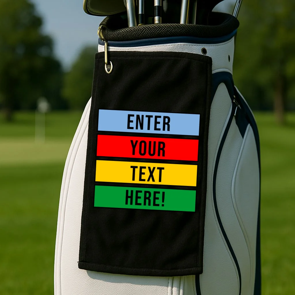 ENTER YOUR TEXT HERE! Custom Colorful Rectangles Personalized Golf Towel - Front 2