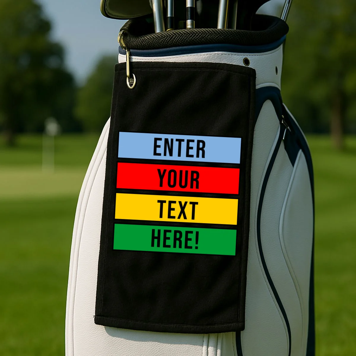 ENTER YOUR TEXT HERE! Custom Colorful Rectangles Personalized Golf Towel - Front 2
