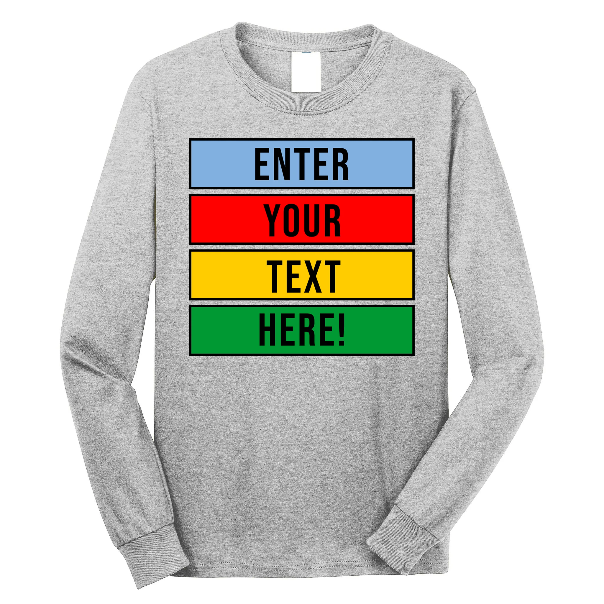 ENTER YOUR TEXT HERE! Custom Colorful Rectangles Personalized Men's Long Sleeve Shirt - Front