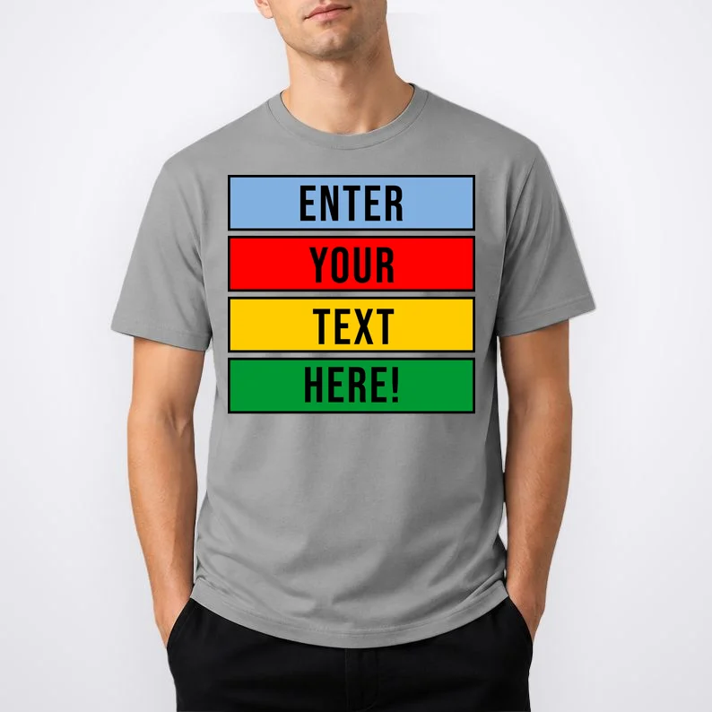 ENTER YOUR TEXT HERE! Custom Colorful Rectangles Personalized T-Shirt - Front 1