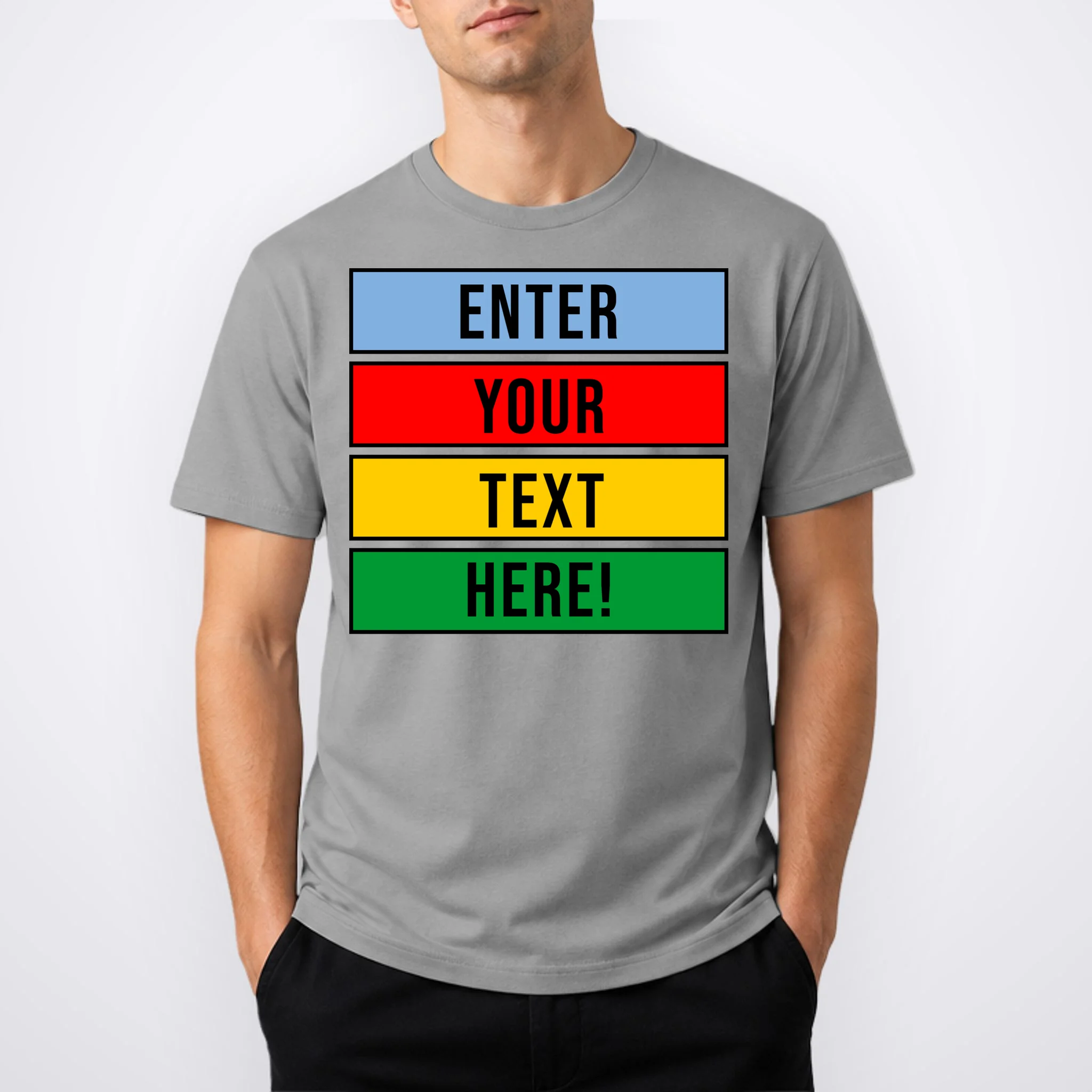 ENTER YOUR TEXT HERE! Custom Colorful Rectangles Personalized Men's T-Shirt - Front 1