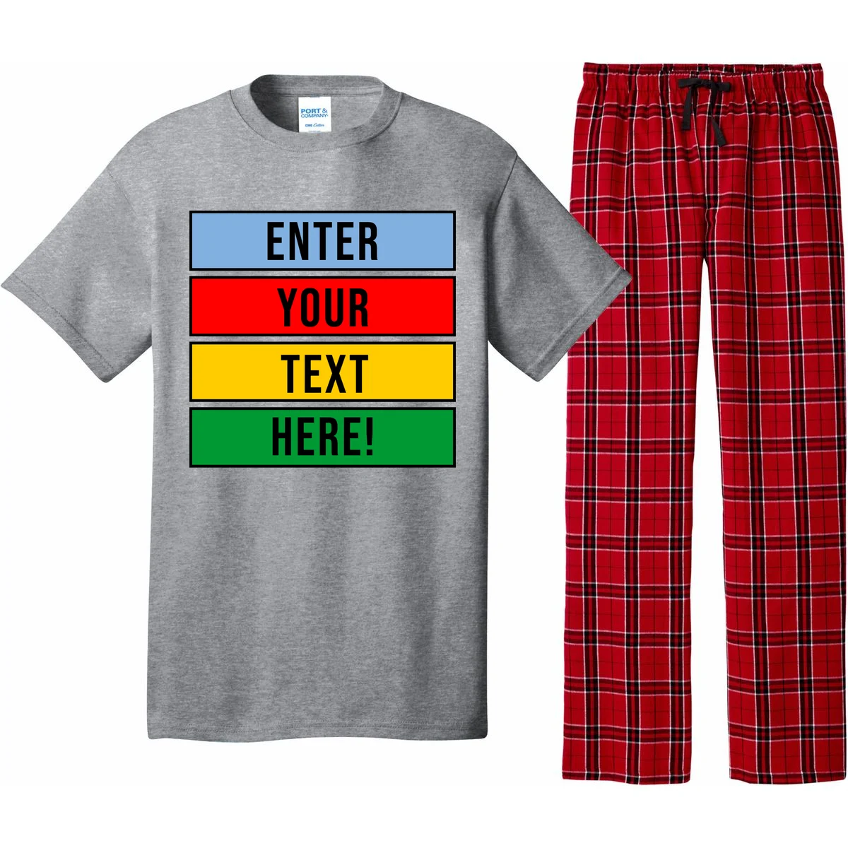 ENTER YOUR TEXT HERE! Custom Colorful Rectangles Personalized Pajama Set - Front