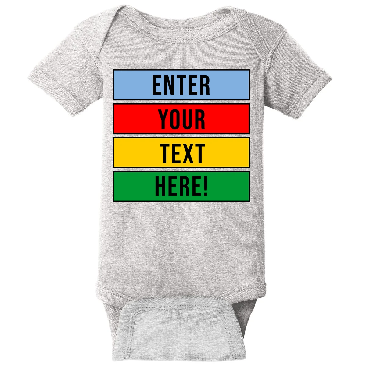 ENTER YOUR TEXT HERE! Custom Colorful Rectangles Personalized Baby Bodysuit - Front