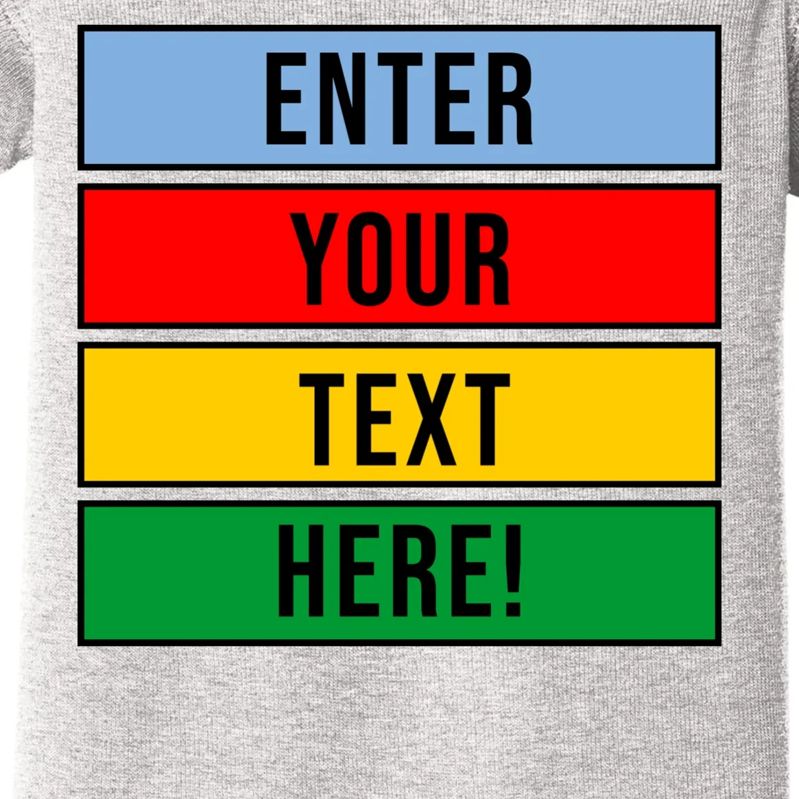 ENTER YOUR TEXT HERE! Custom Colorful Rectangles Personalized Baby Bodysuit - Front - Close-up