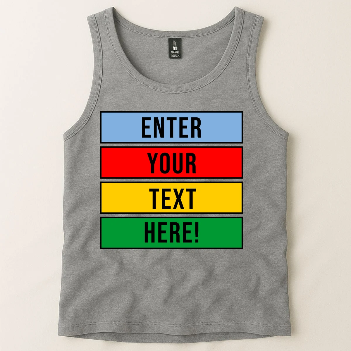 ENTER YOUR TEXT HERE! Custom Colorful Rectangles Personalized Tank Top - Front 1