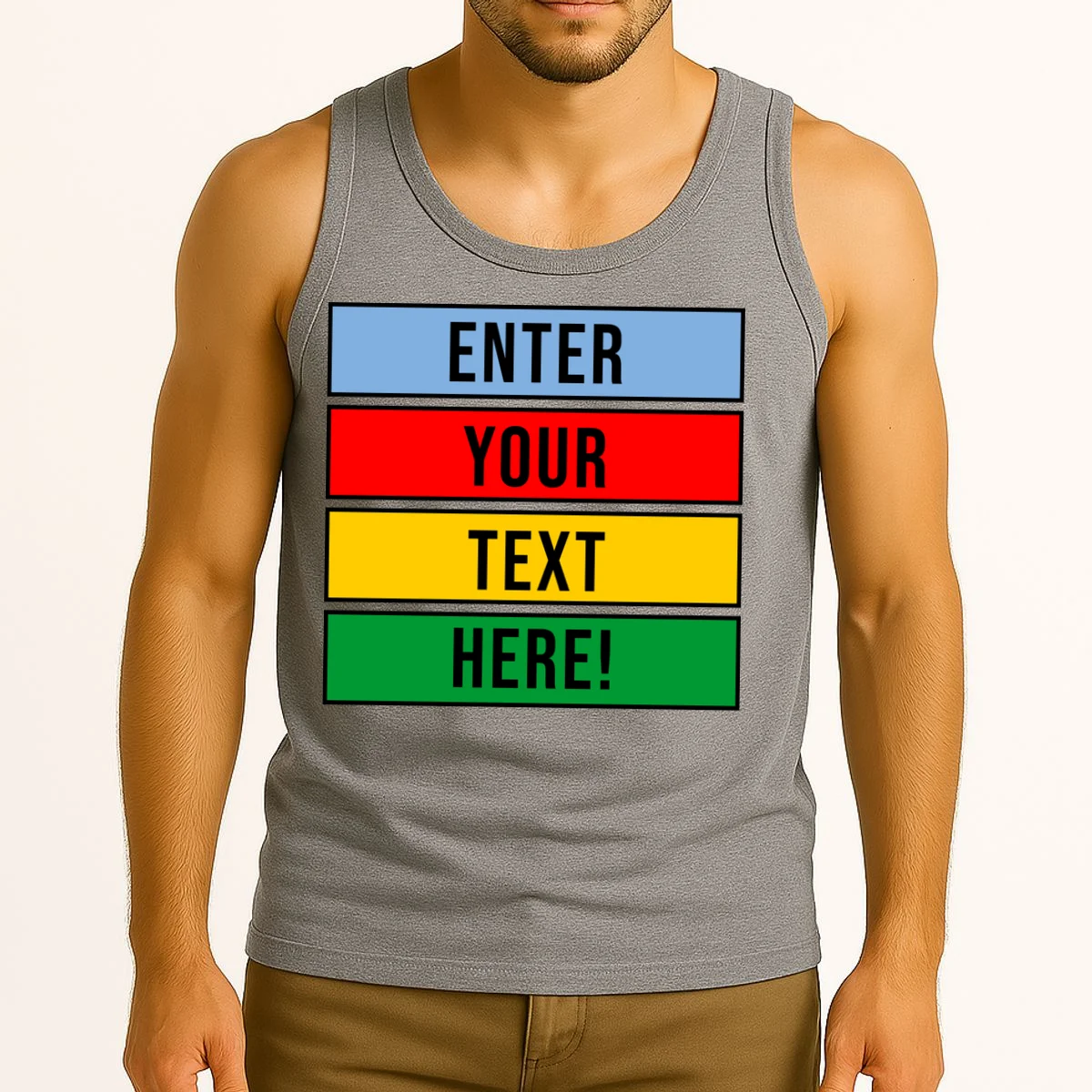 ENTER YOUR TEXT HERE! Custom Colorful Rectangles Personalized Tank Top - Front 2
