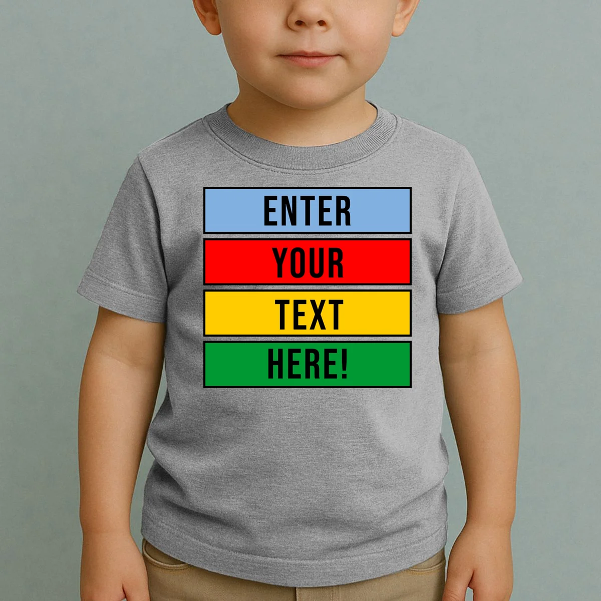 ENTER YOUR TEXT HERE! Custom Colorful Rectangles Personalized Toddler T-Shirt - Front 1