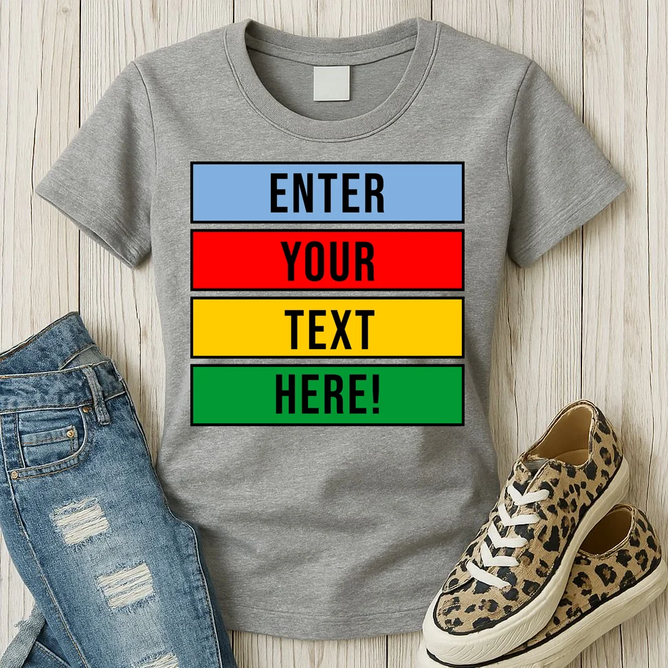 ENTER YOUR TEXT HERE! Custom Colorful Rectangles Personalized Women's T-Shirt - Front 2