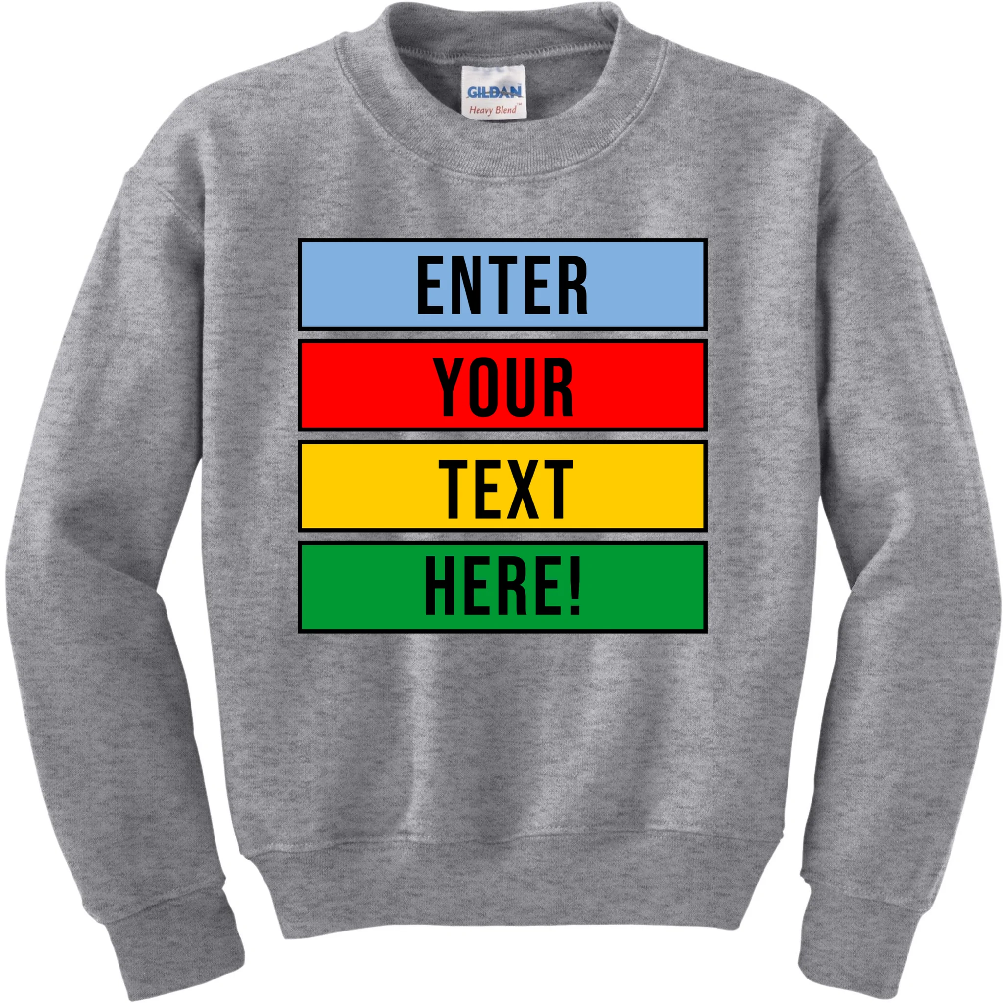 ENTER YOUR TEXT HERE! Custom Colorful Rectangles Personalized Kids Sweatshirt - Front
