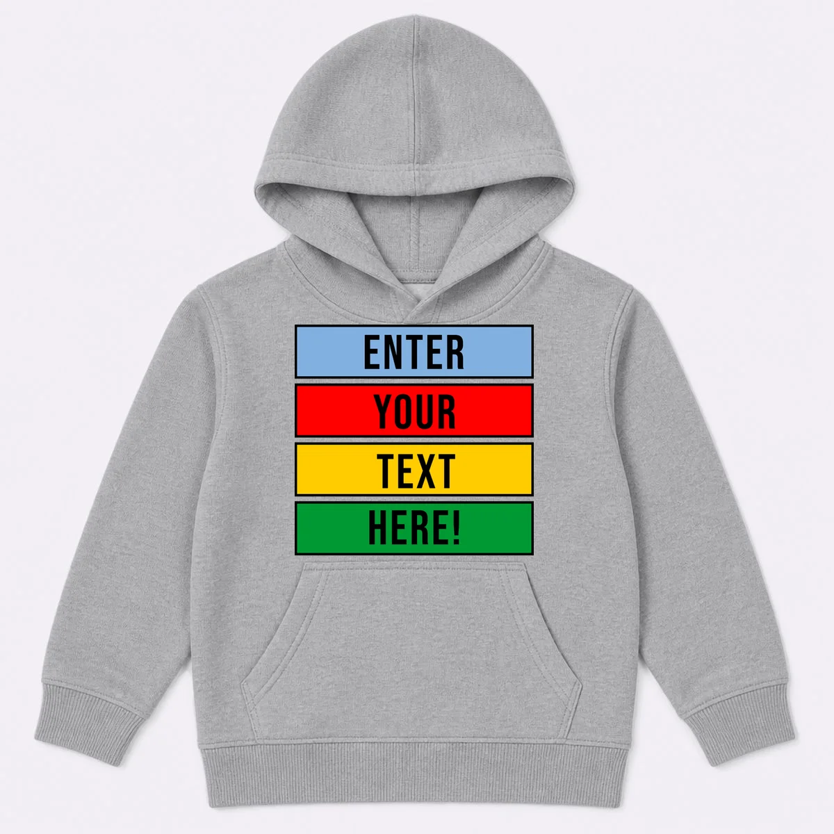 ENTER YOUR TEXT HERE! Custom Colorful Rectangles Personalized Kids Hoodie - Front