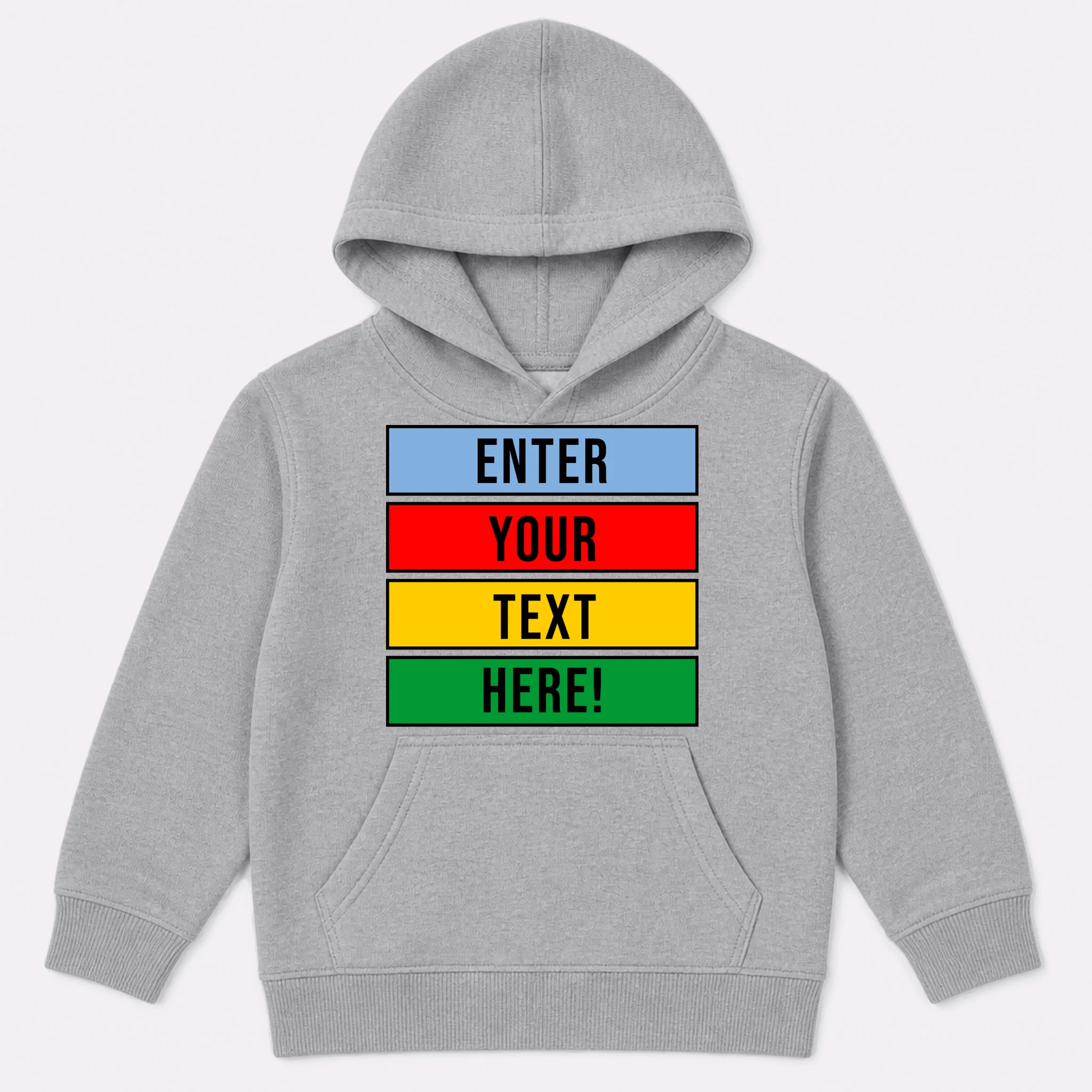 ENTER YOUR TEXT HERE! Custom Colorful Rectangles Personalized Kids Hoodie - Front