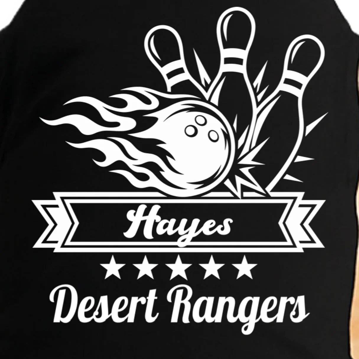 Customizable Bowling Team Name & Player Name – Fiery Strike Sports Doggie Tank - Front - Close-up