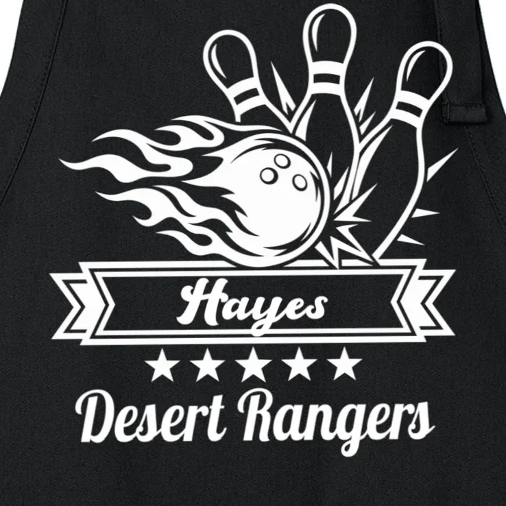 Customizable Bowling Team Name & Player Name – Fiery Strike Sports Apron - Front - Close-up