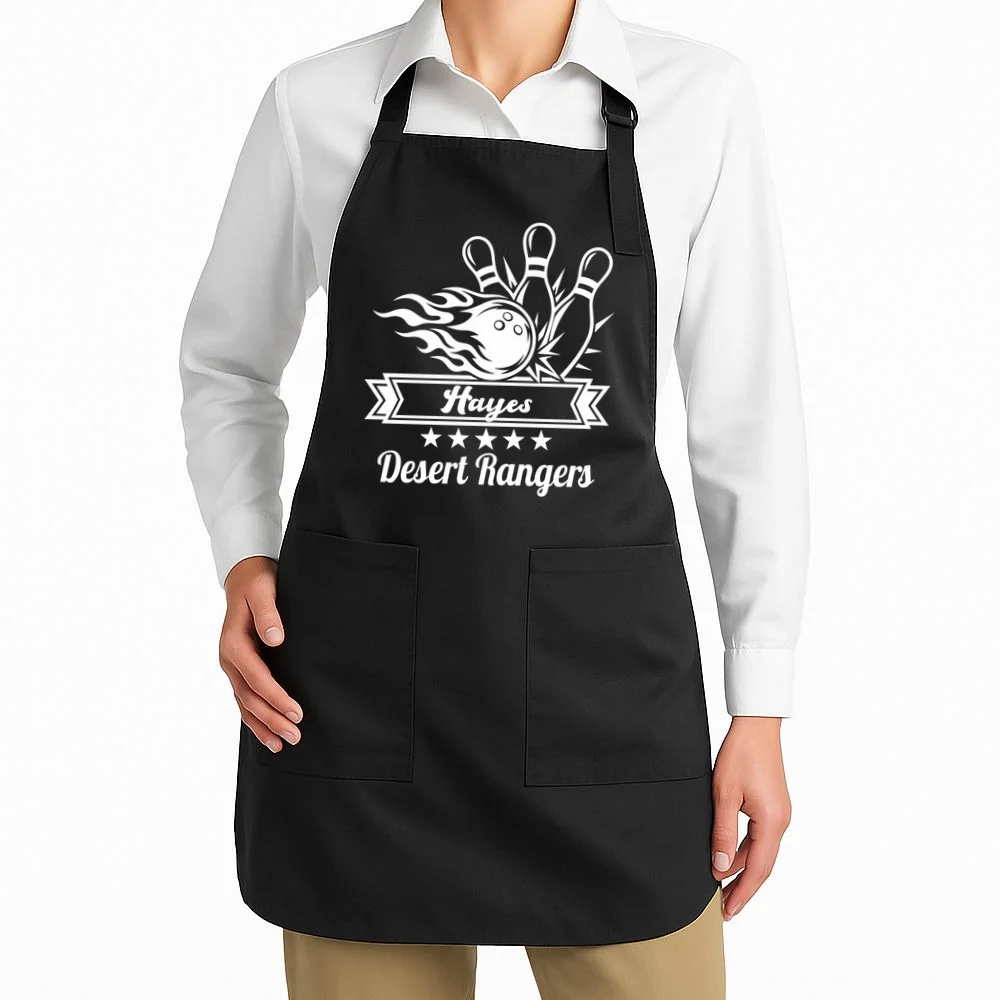 Customizable Bowling Team Name & Player Name – Fiery Strike Sports Apron - Front 1