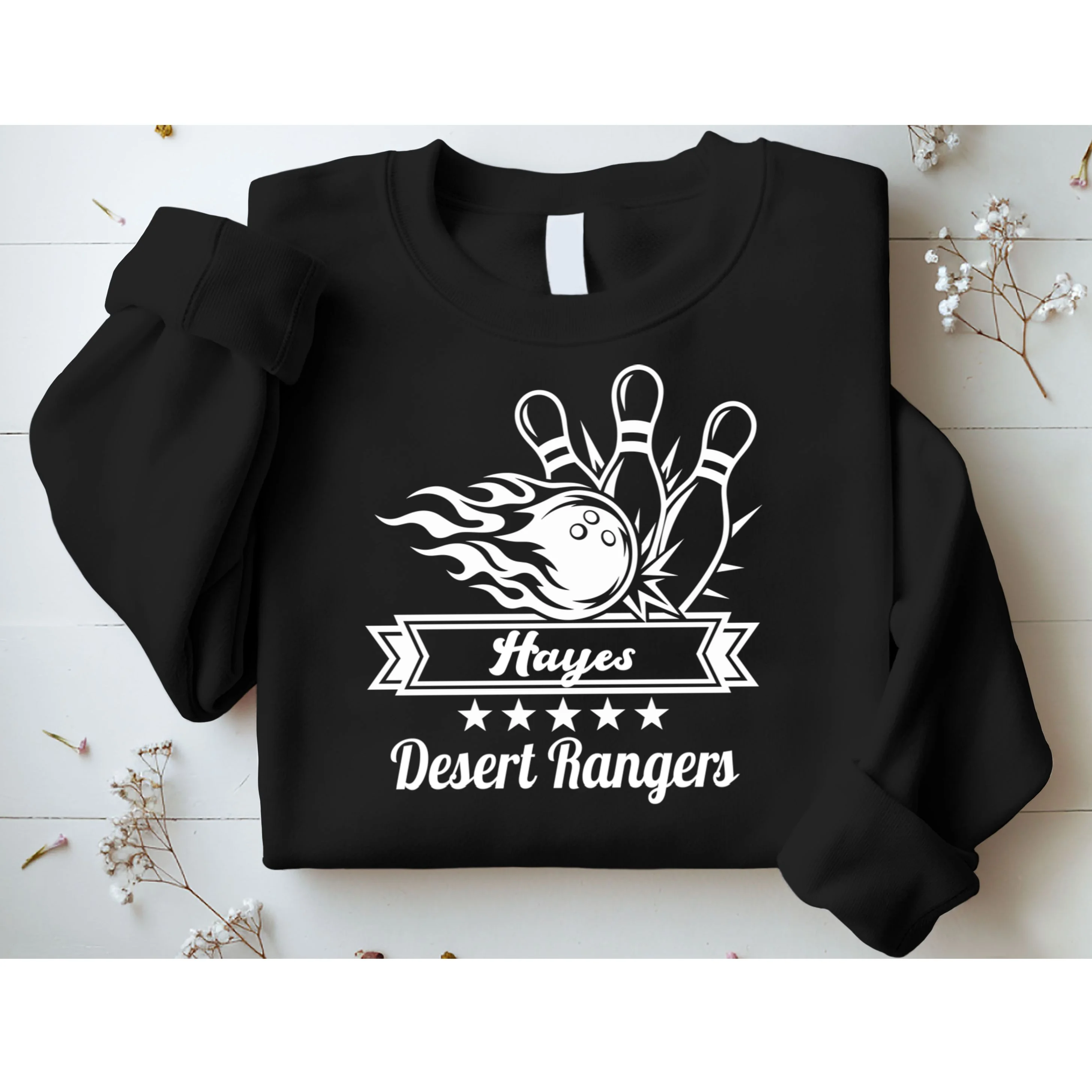 Customizable Bowling Team Name & Player Name – Fiery Strike Sports Men's Sweatshirt - Front 1