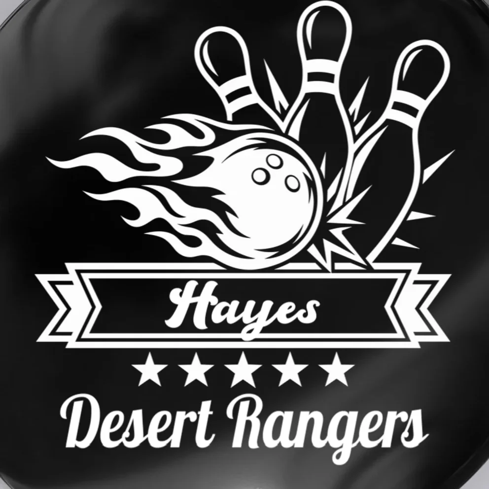 Customizable Bowling Team Name & Player Name – Fiery Strike Sports Button - Front - Close-up