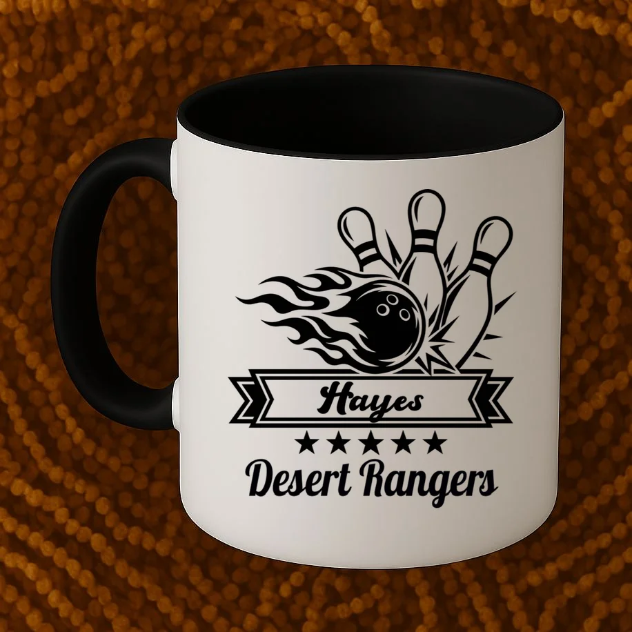 Customizable Bowling Team Name & Player Name – Fiery Strike Sports Mug - Front 1