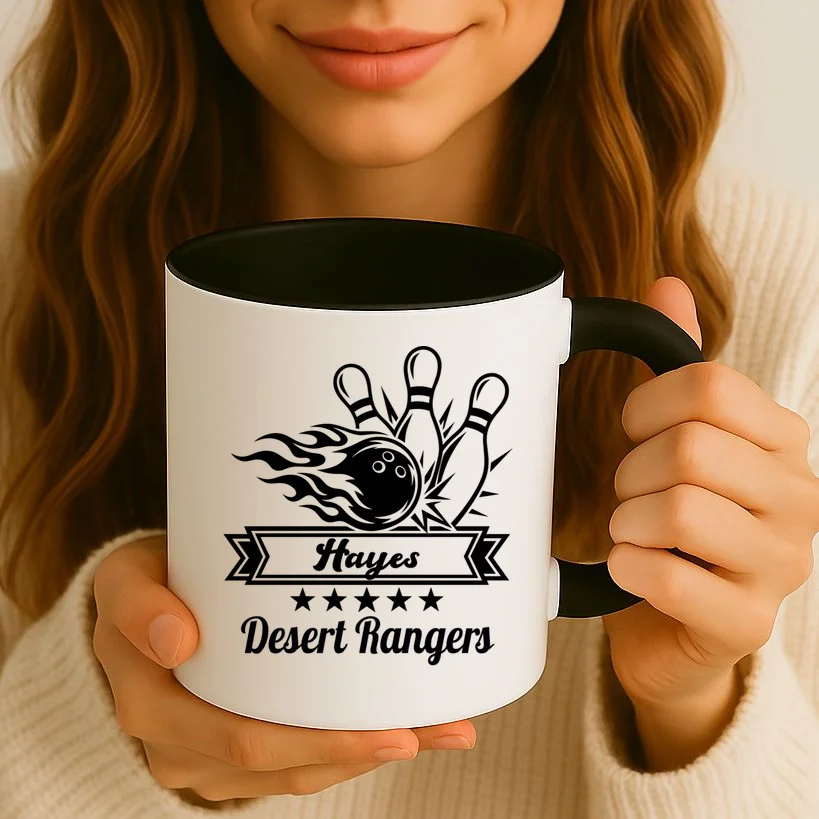 Customizable Bowling Team Name & Player Name – Fiery Strike Sports Mug - Front 2