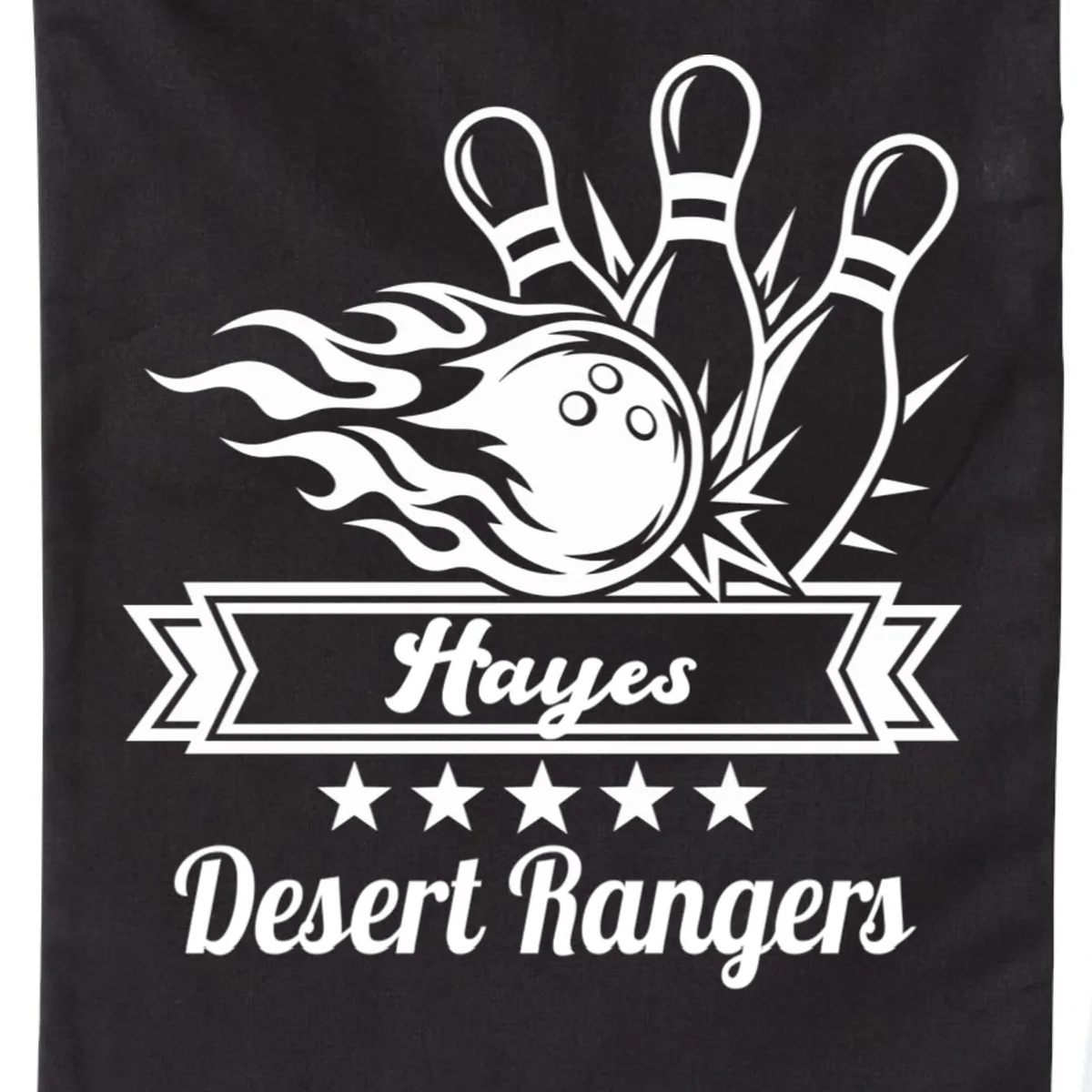 Customizable Bowling Team Name & Player Name – Fiery Strike Sports Drawstring Bag - Front - Close-up