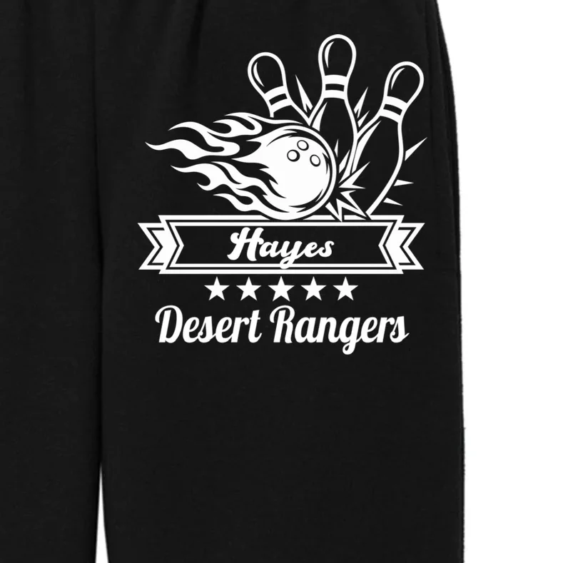 Customizable Bowling Team Name & Player Name – Fiery Strike Sports Kids Fleece Sweatpants - Front - Close-up